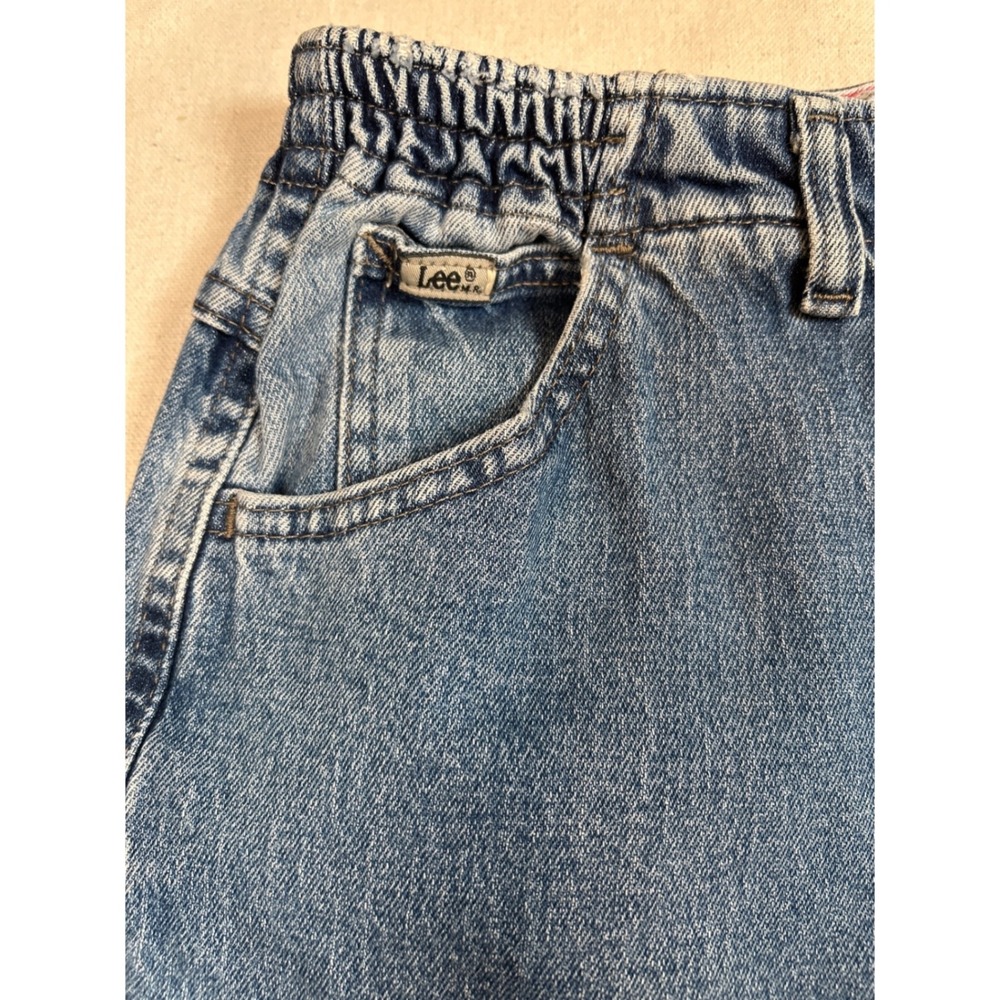 Lee Vintage High Waisted Side Elastic Straight Leg Jeans Medium Wash Blue 28x28